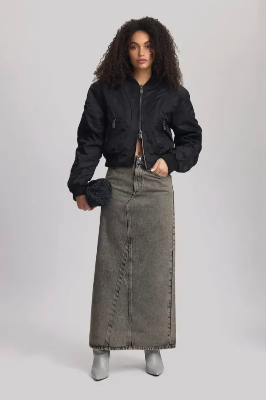 Gestuz - Brenda long skirt grey brown wash