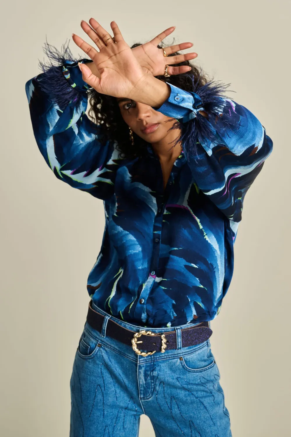 POM Amsterdam - Blouse Feathers Blue