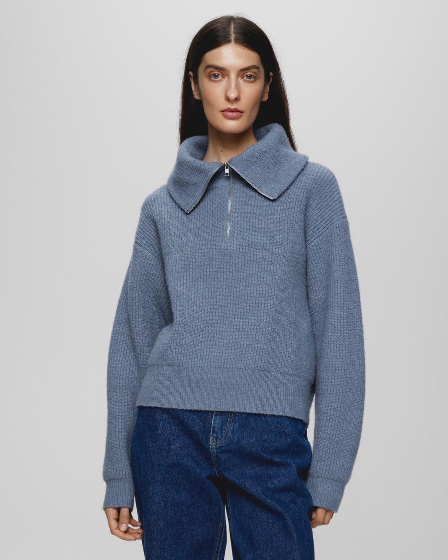 Moss Copenhagen (MSCH) - Gytta Zip Pullover Bluefin Melange