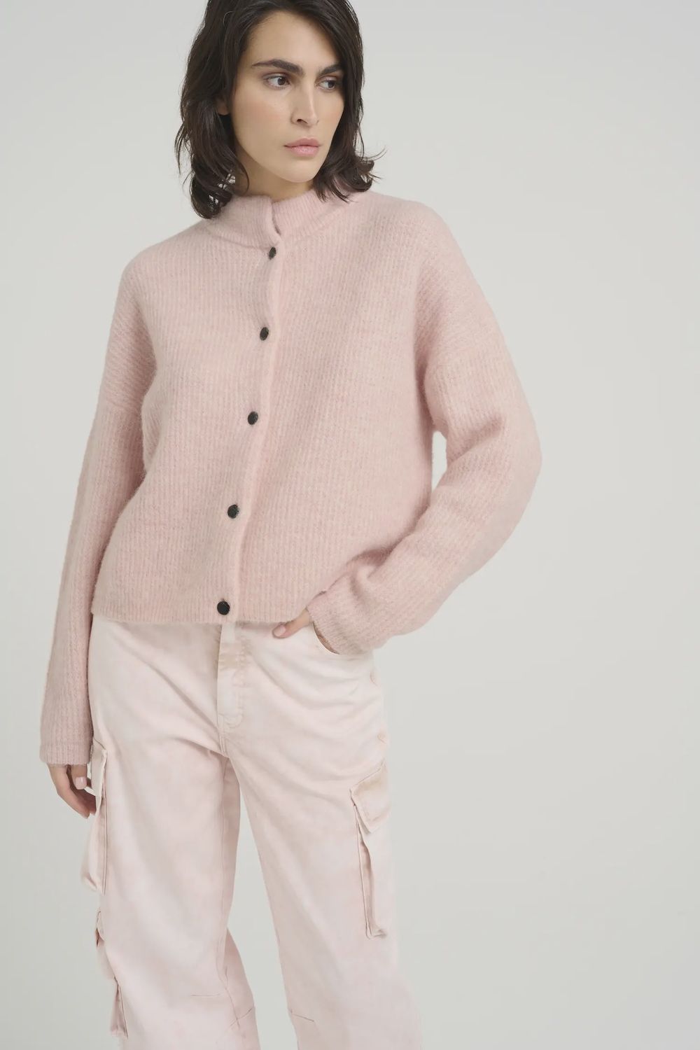 Gestuz - Alpha short cardigan rose grey melange