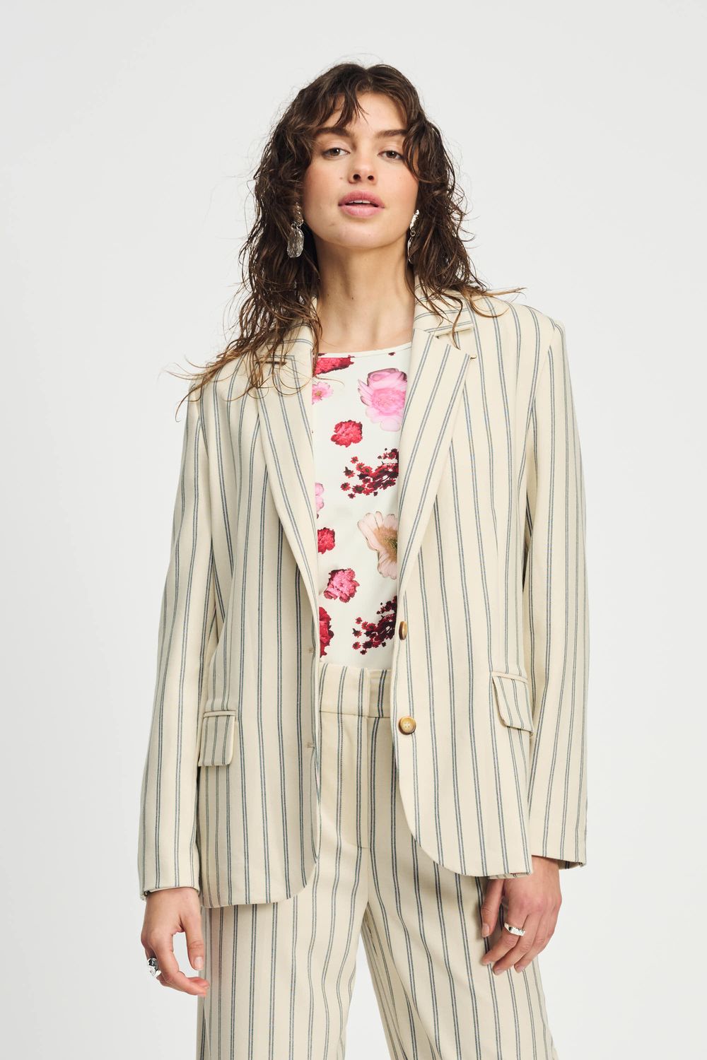 POM Amsterdam - Blazer striped cream/beige