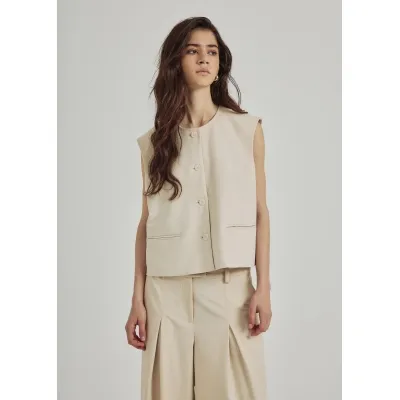 Norr - Kamin cropped waistcoat beige