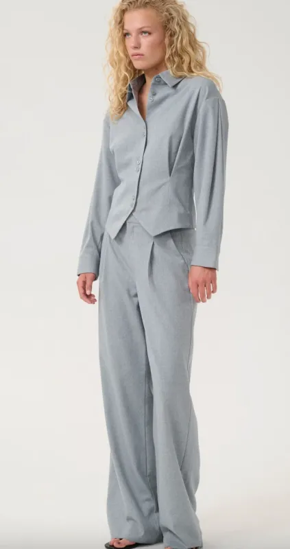 Gestuz - Paulia melange wide pants greyblue melange