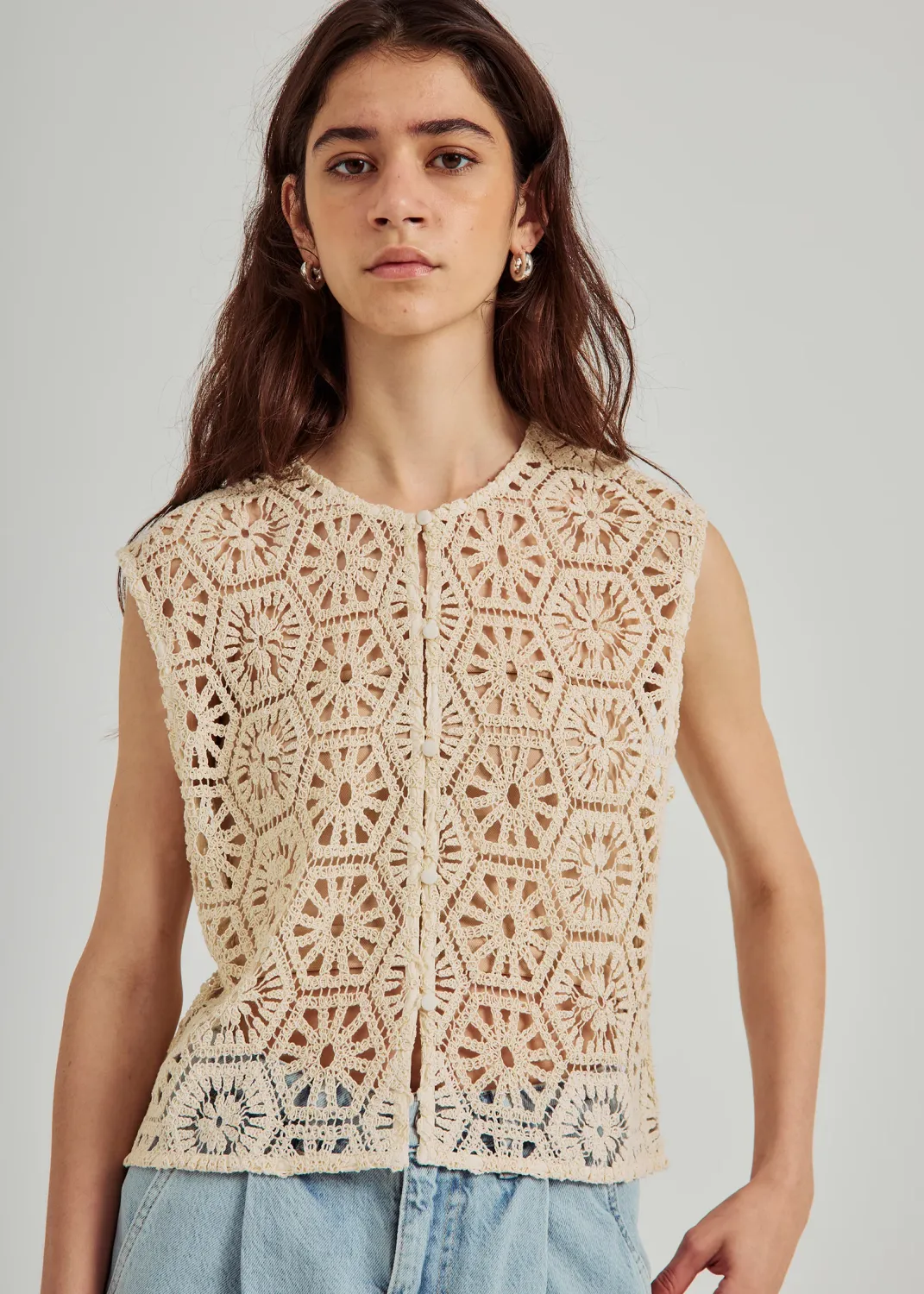 Norr - Crochet top off white
