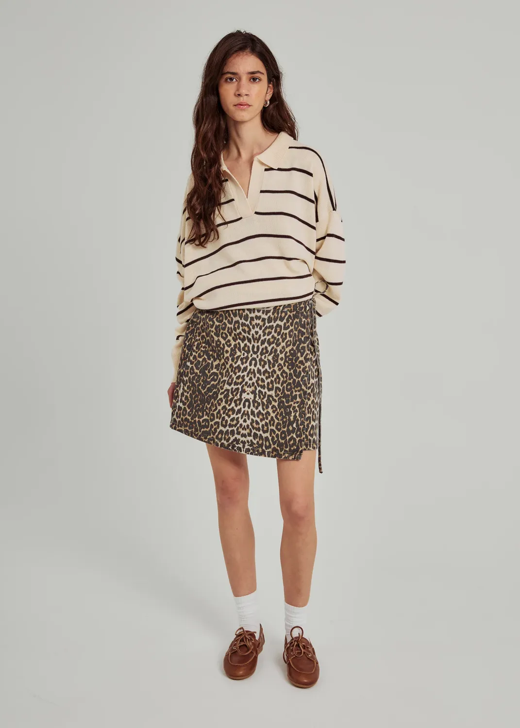 Norr - Ninni tie denim skirt leo print