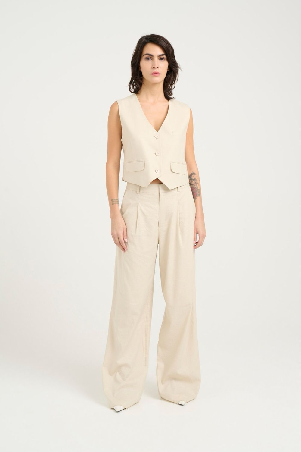 Gestuz - Elarah linen waiscoat Ancient Scroll