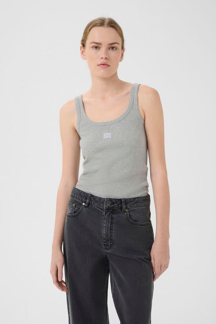 Gestuz - Drew logo top grey melange