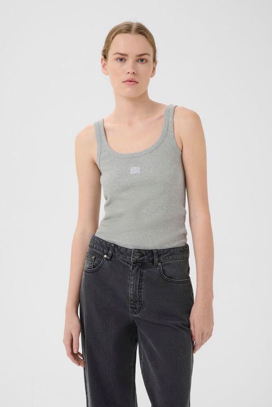 Gestuz - Drew logo top grey melange