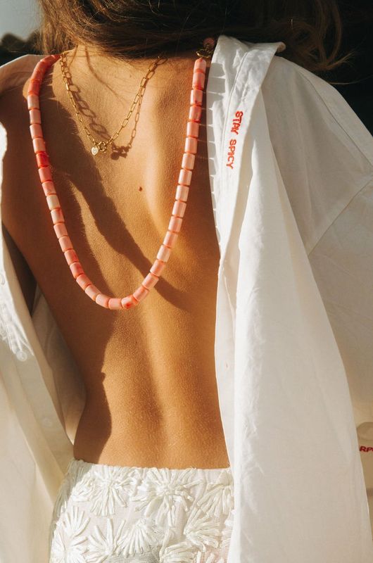 Bonnie Studios- BS759 Phil Long Pink Necklace