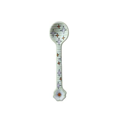 All the luck in the world-Spoon with White Flower and Stars