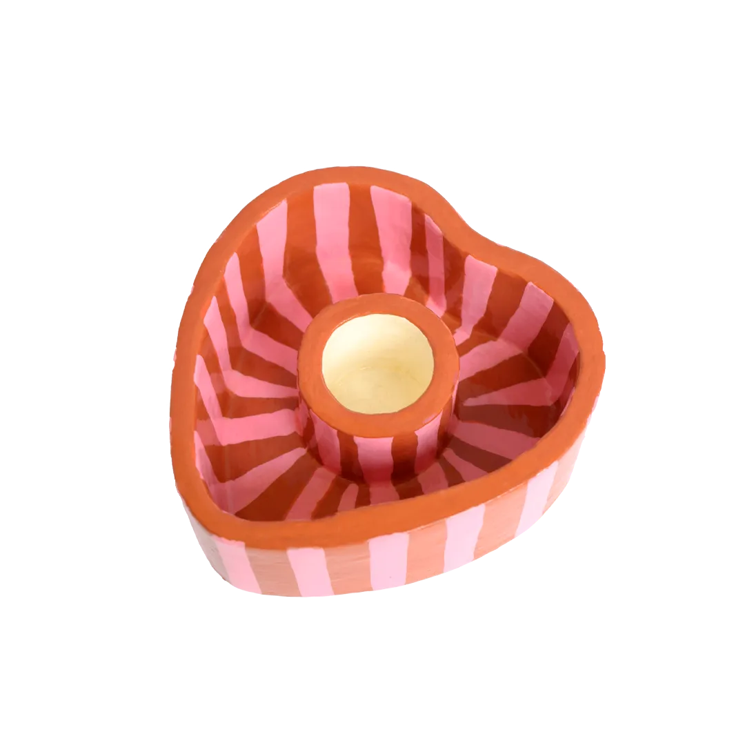 All the luck in the world - Candleholder Striped heart