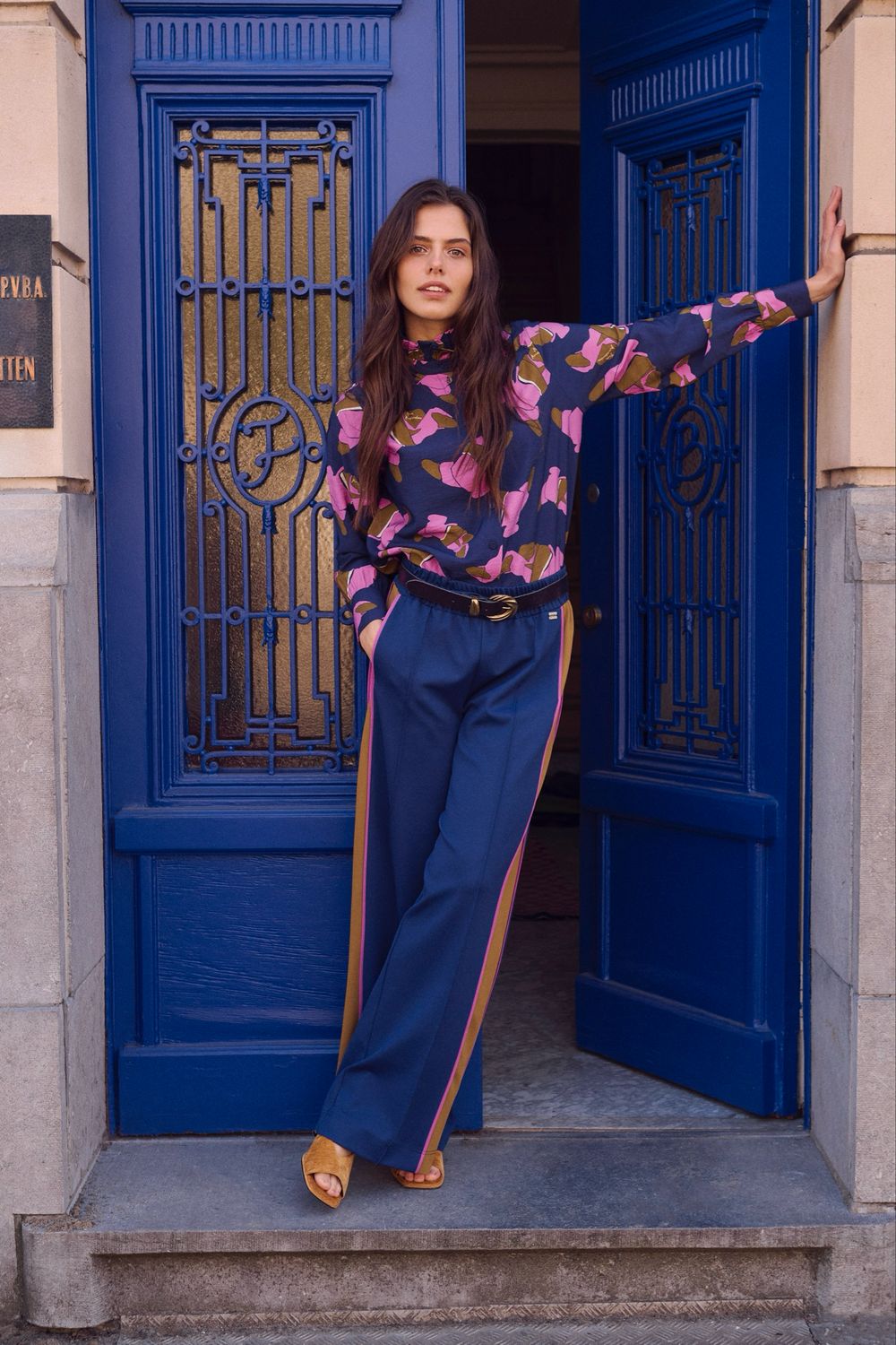 POM Amsterdam - Pants Colourblock Nightfall Blue