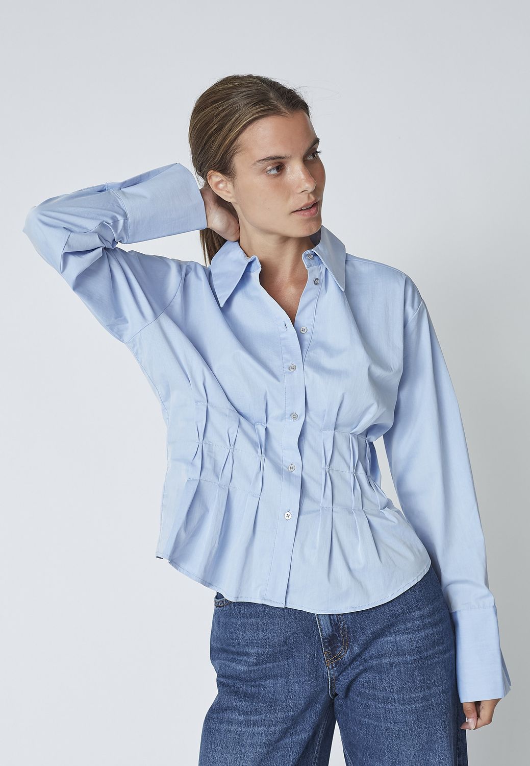 Co&#39;Couture - PoppyCC Pleat Waist Shirt Pale Blue