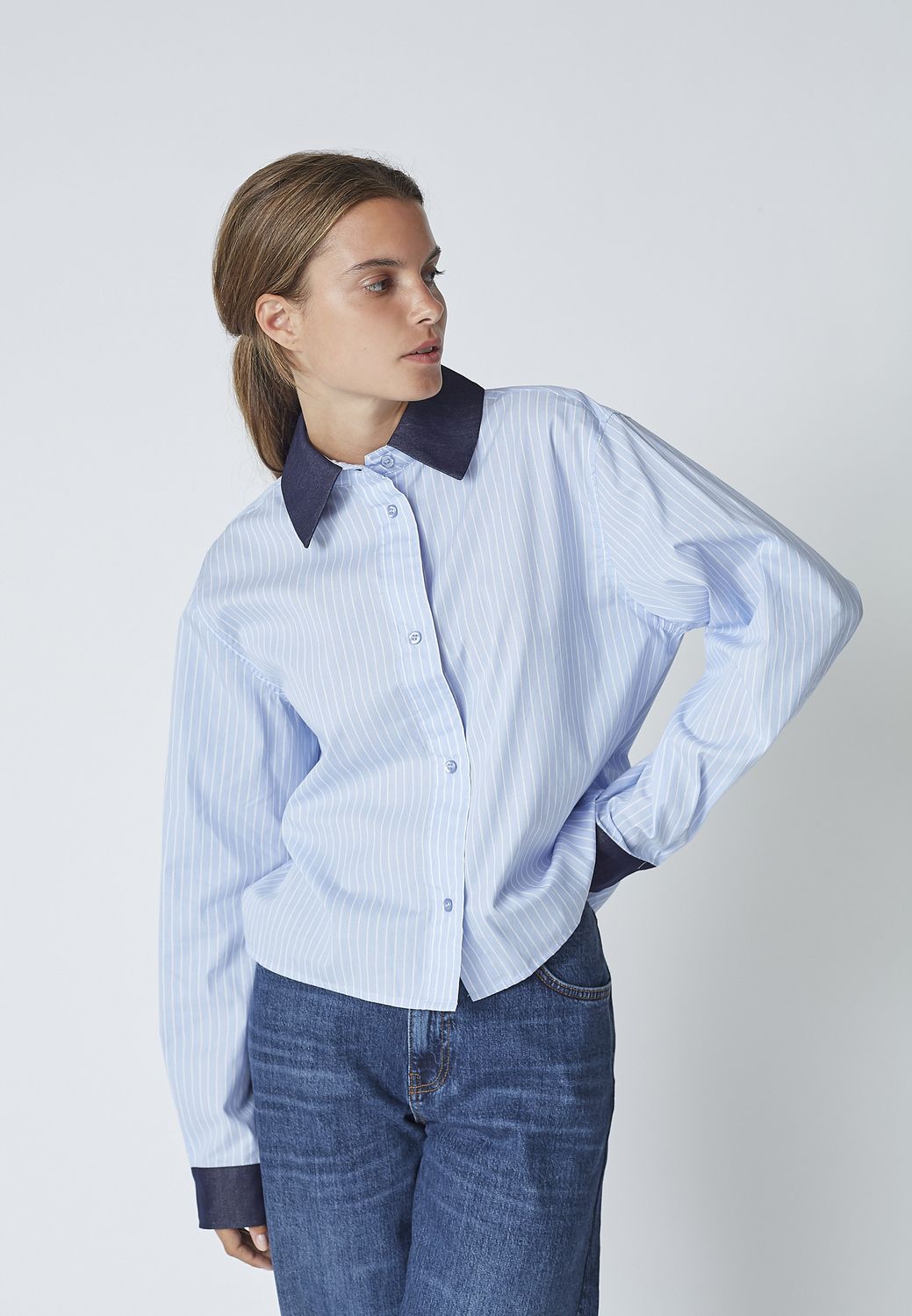 Co&#39;Couture - Nelson Stripe shirt pale blue