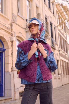POM Amsterdam - Gilet Teddy Baseball plum