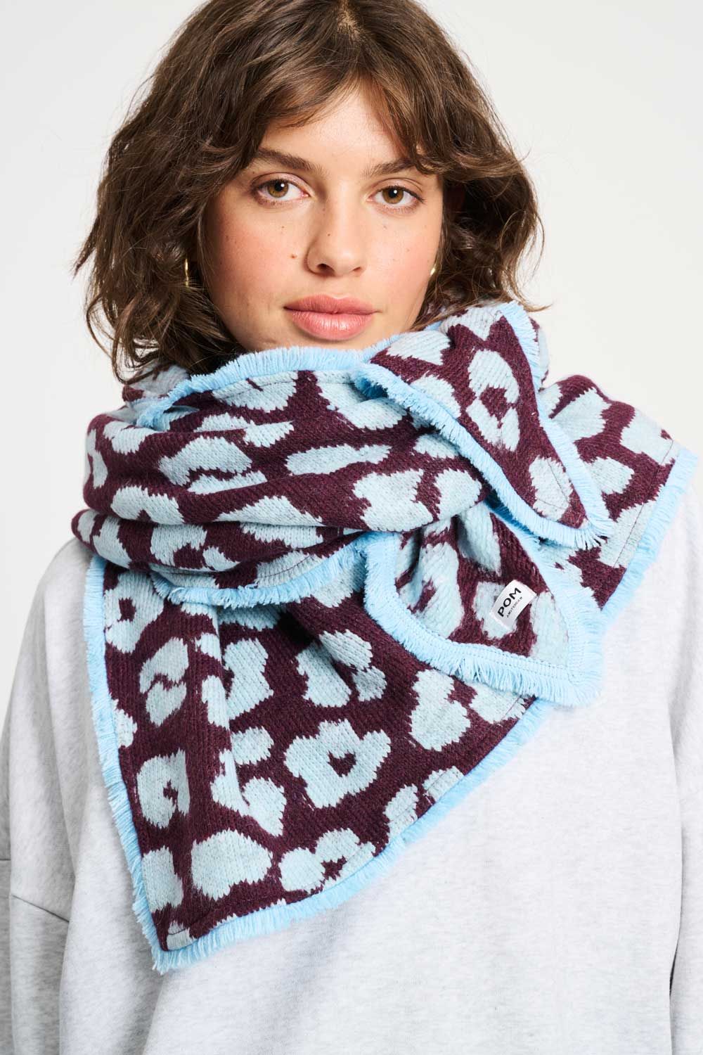 POM Amsterdam - Shawl leopard plum