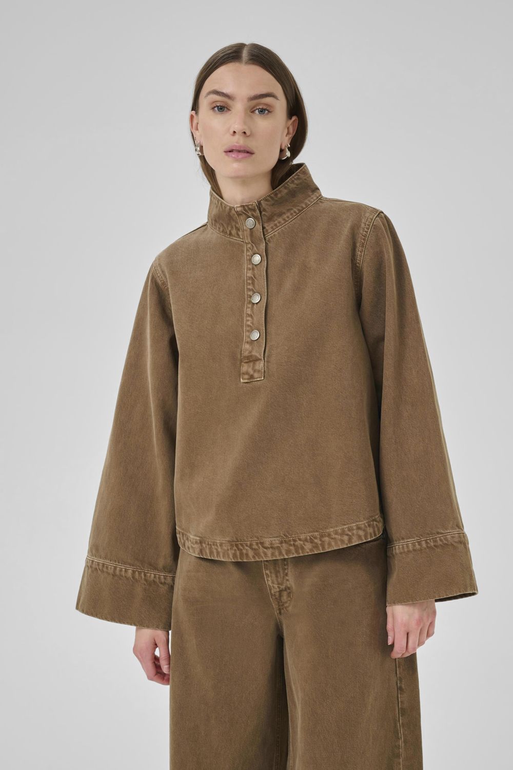 My Essential Wardrobe - Abby Boxy Shirt  Tobacco Brown Washed