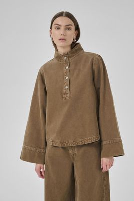My Essential Wardrobe - Abby Boxy Shirt  Tobacco Brown Washed