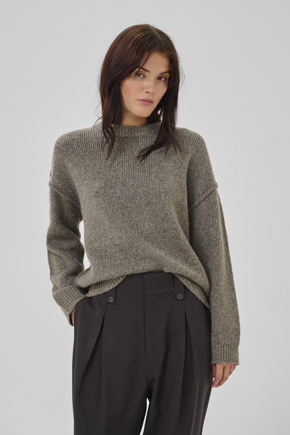My Essential Wardrobe - Paloma Knit Pullover Brown Melange