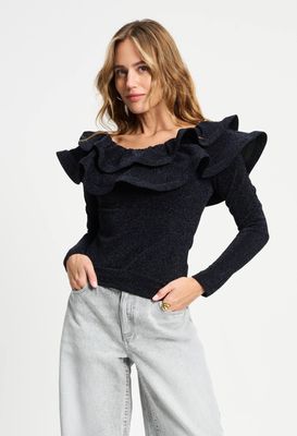 POM Amsterdam - Top glitter Noir