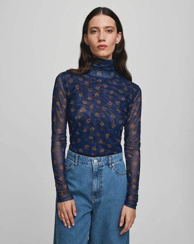 Moss Copenhagen (MSCH) - Ginie Illenora LS Top AOP Mari Blue flwr