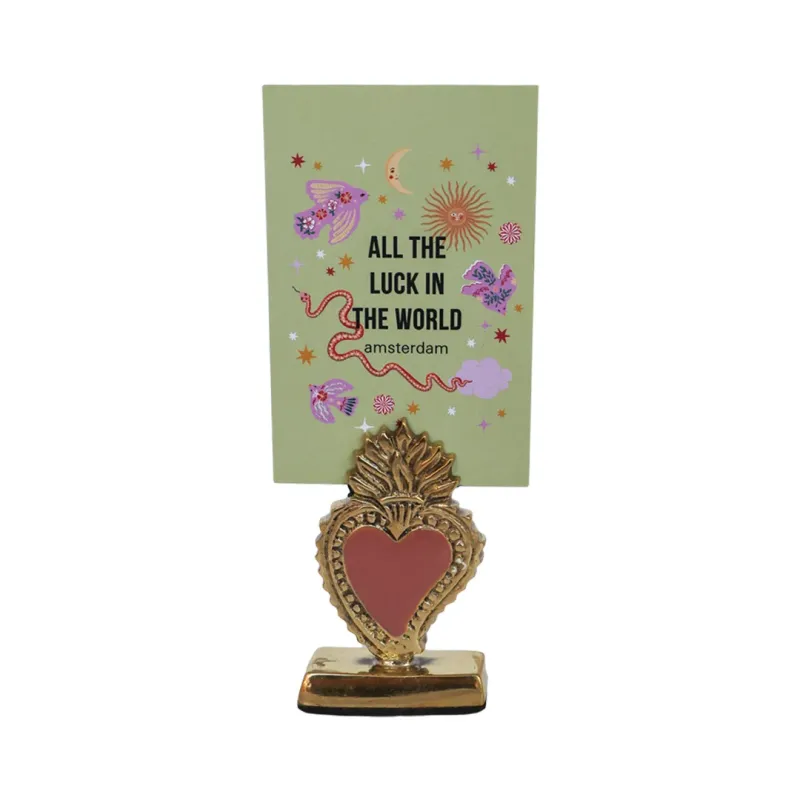 All the Luck in the World - Kaarthouder Messing Heart fire