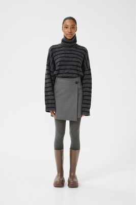 Gestuz - Paula Wrap Skirt Dark Grey Melange