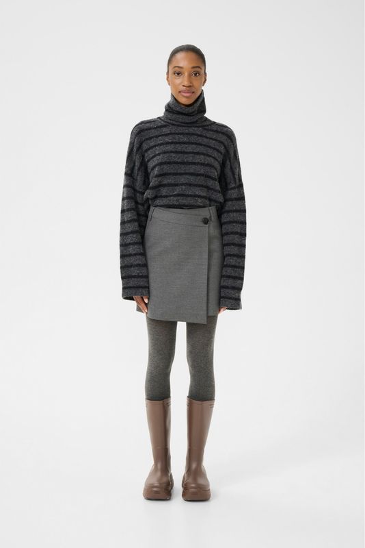Gestuz - Paula Wrap Skirt Dark Grey Melange