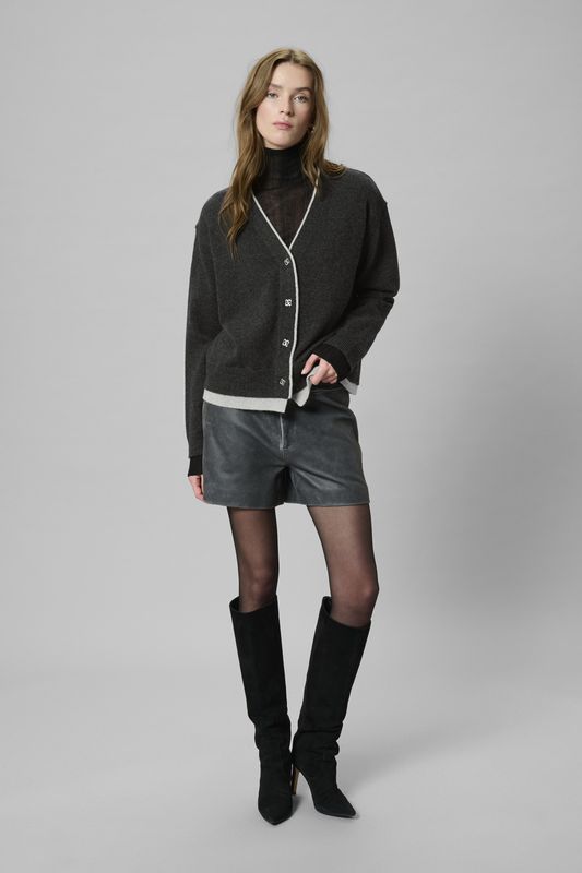 My Essential Wardrobe - Tracy Knit Cardigan Dark Grey Melange