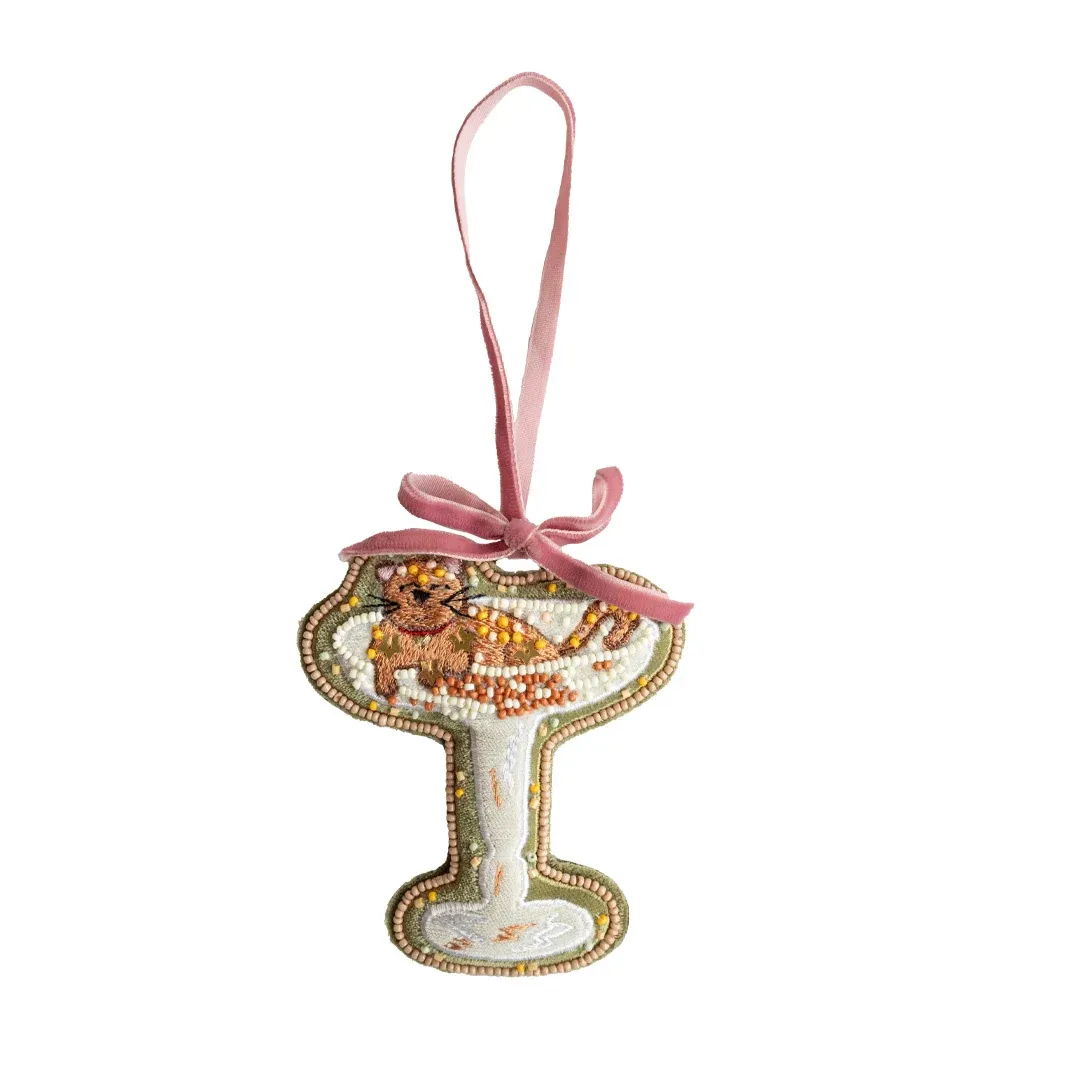 All the Luck in the World - Ornament Champagne with Cat