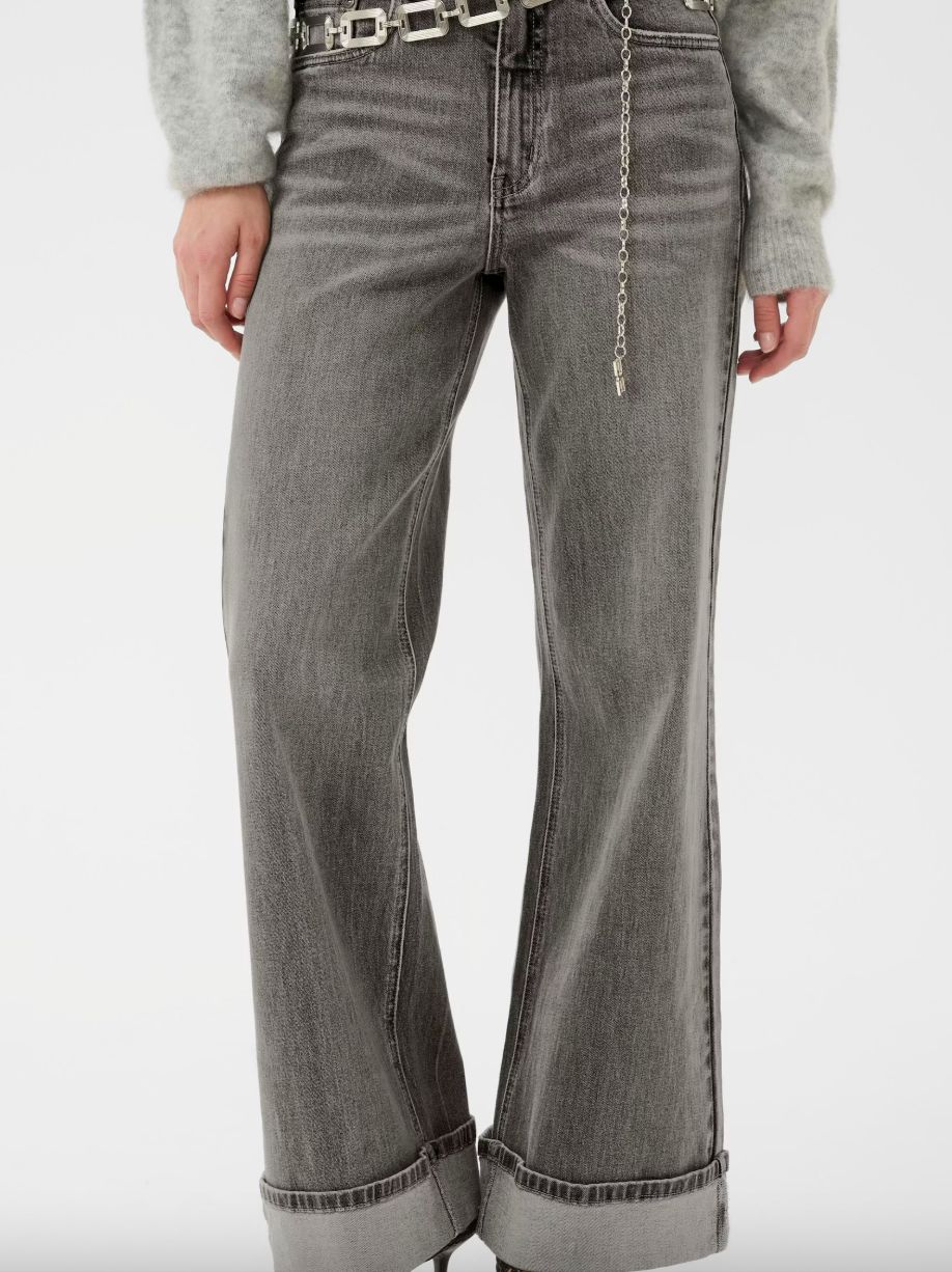 Gestuz - Sara HW wide jeans washed light grey