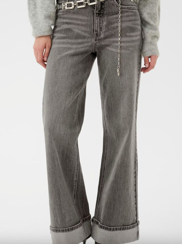 Gestuz - Sara HW wide jeans washed light grey