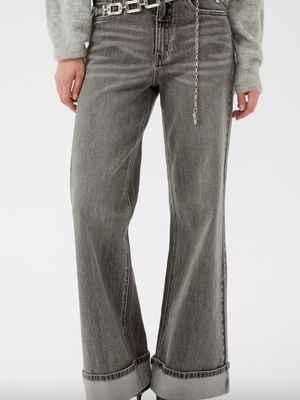 Gestuz - Sara HW wide jeans washed light grey