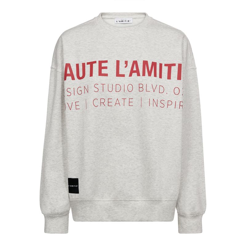Haute l&#39;amitié - Studio Logo sweat pearl melange/red