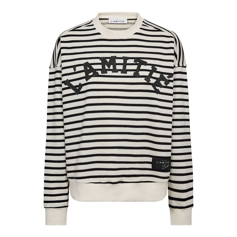 Haute l&#39;amitié - Stripe logo sweat off white/black