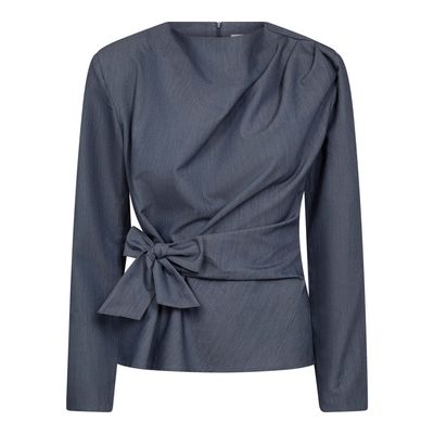 Co'Couture - Tenga pleat blouse dusty blue