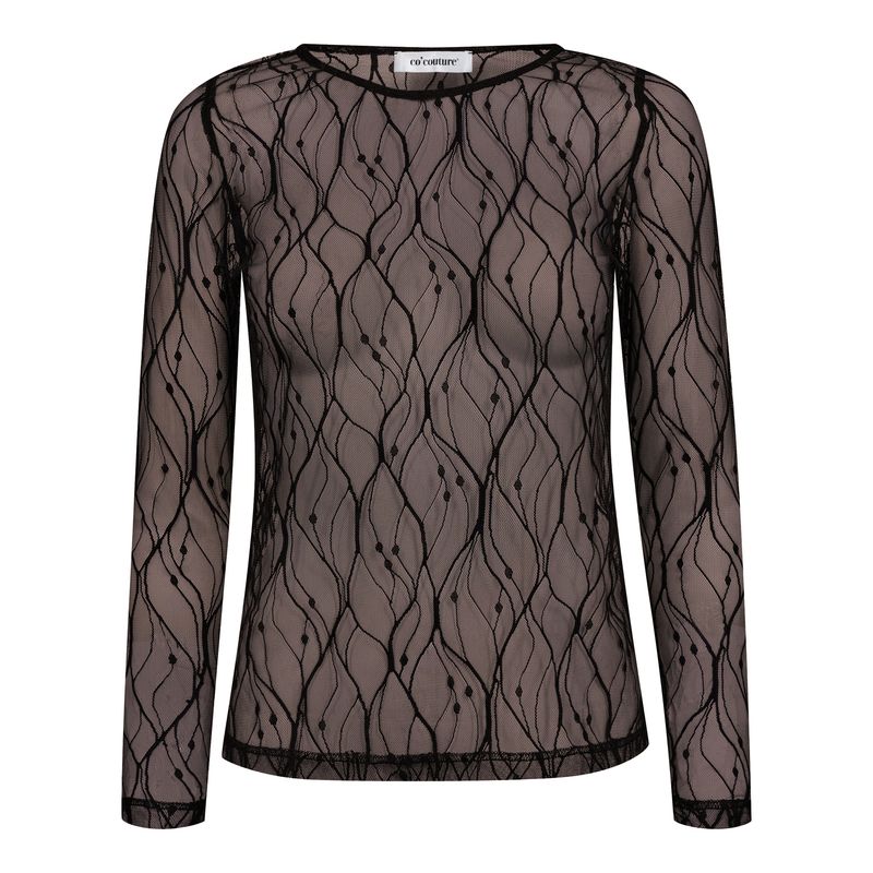 Co'Couture - Mercy Mesh O-Blouse Dark Brown