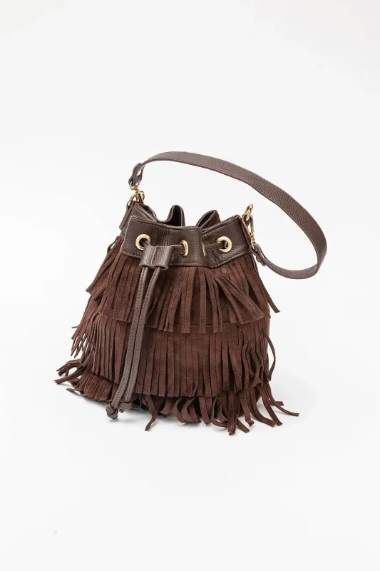 BOW19- Jade Bucket Bag Frill Brown