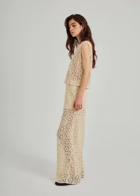 Norr - Crochet pants off-white