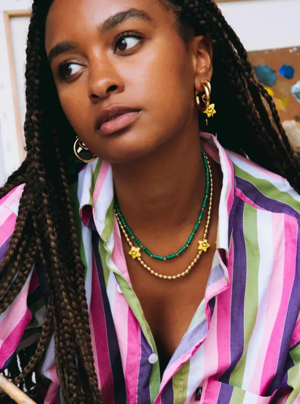 Bonnie Studios - BS589 Smiley gold necklace