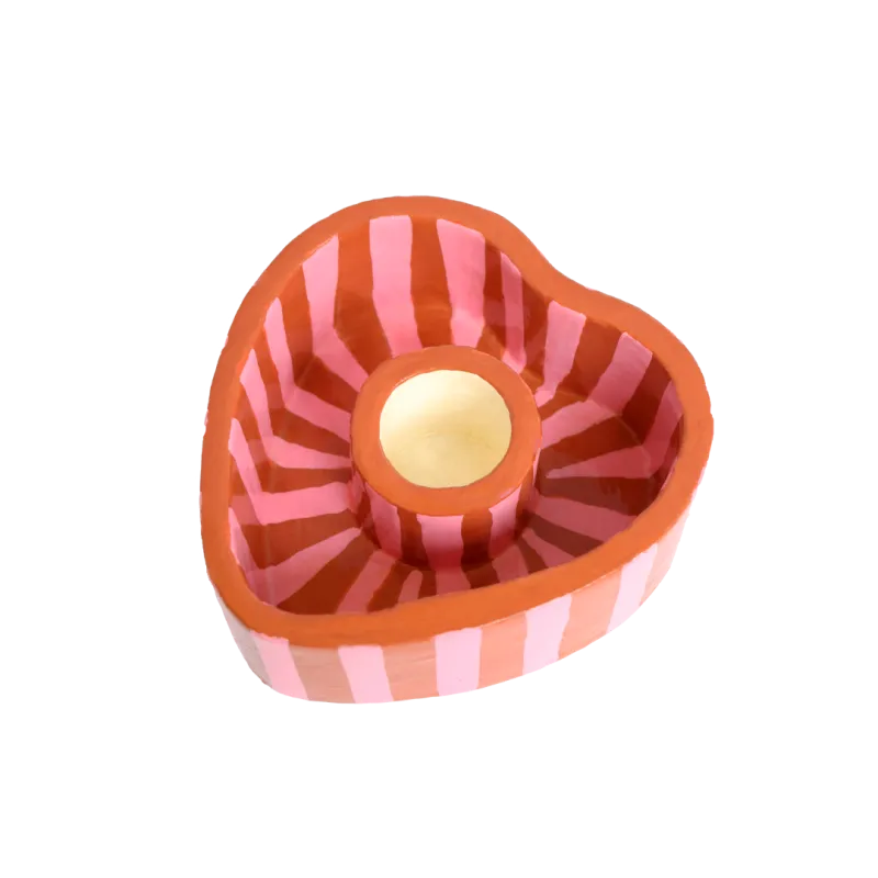 All the luck in the world - Candleholder Striped heart