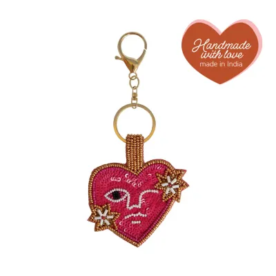 All the luck in the world - Beaded Keychain Heart