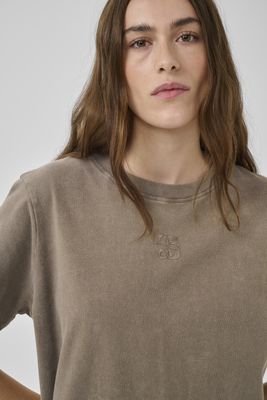 My Essential Wardrobe - Seattle Logo Emb Tee-Major Brown Washed