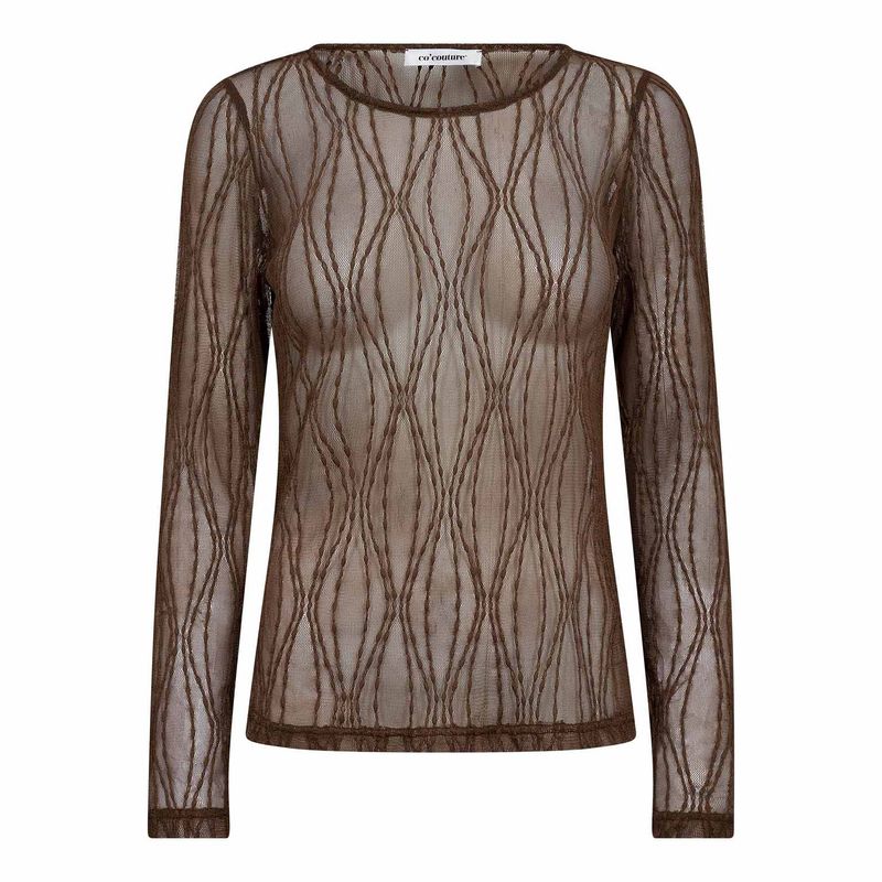 Co'Couture - Marcy Mesh o-blouse Mocca