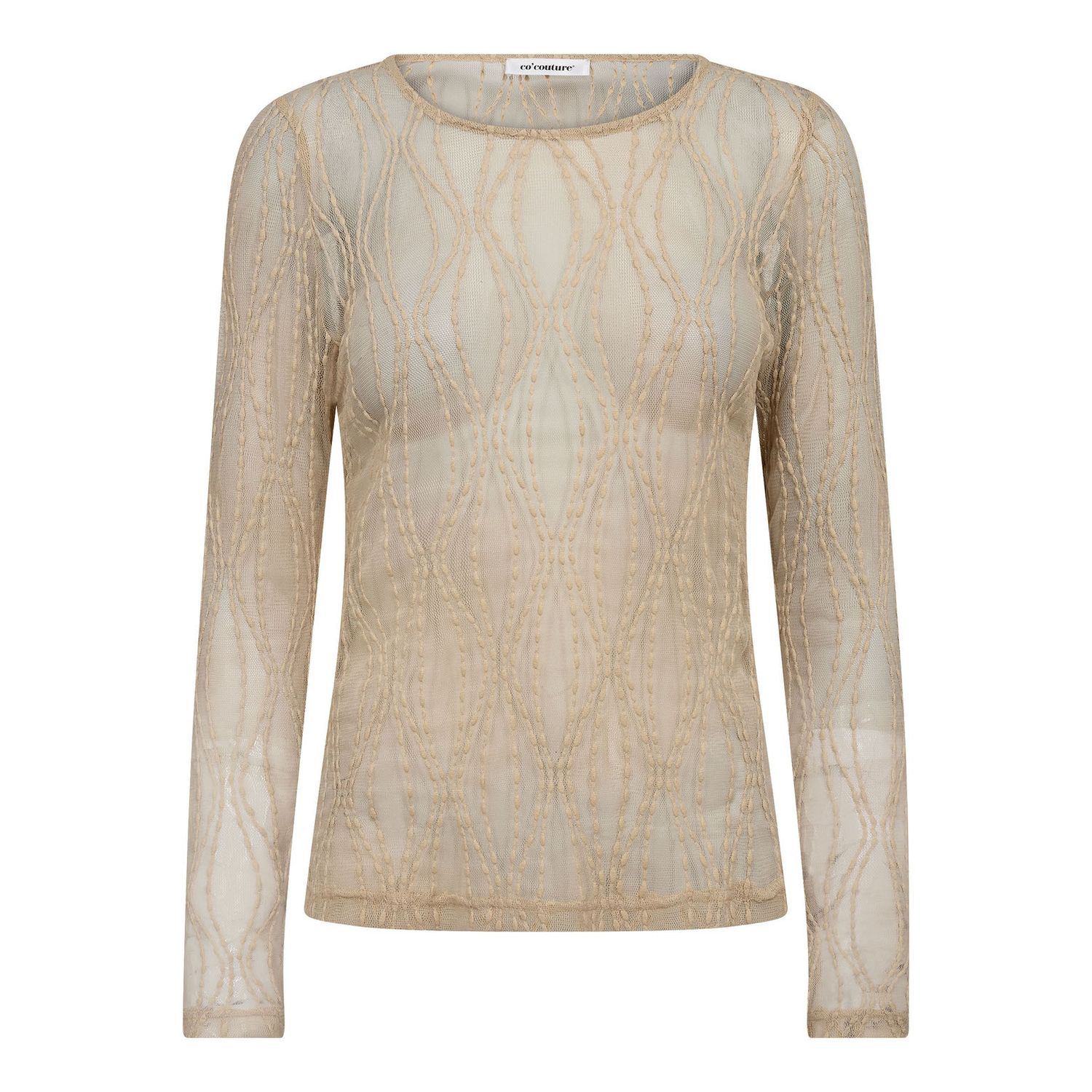 Co'Couture - Marcy mesh o-blouse bone