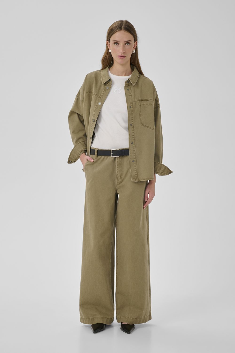 My Essential Wardrobe - Lisva 179 mid wide pants light capers washed