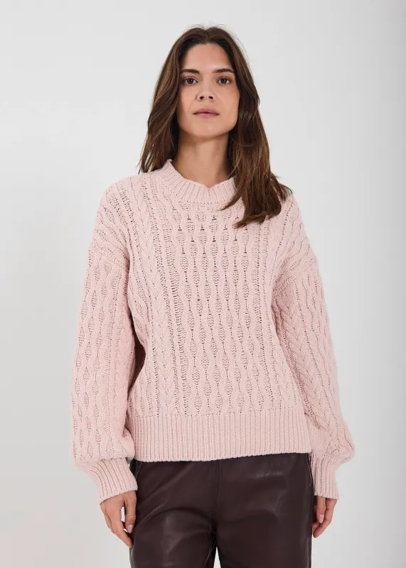 Norr - Vigga cable knit top Light Pink