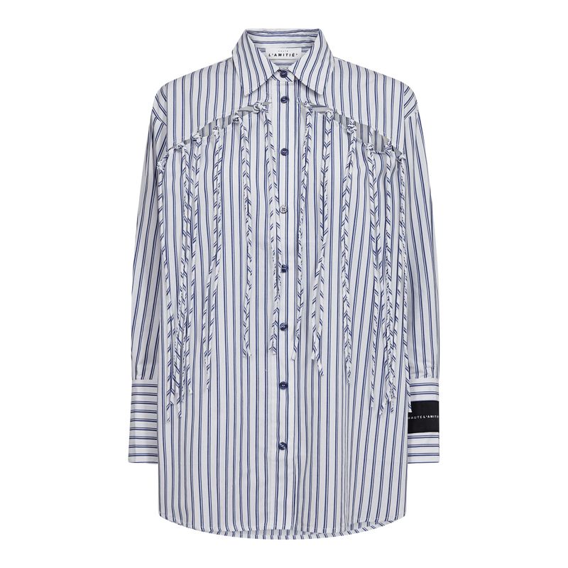 Haute l'amitié - Striped Fringe shirt blue/white stripe