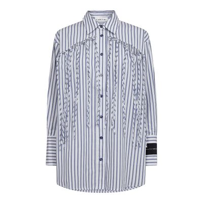 Haute l'amitié - Striped Fringe shirt blue/white stripe