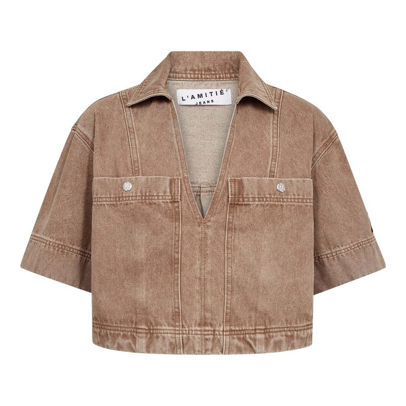 Haute l'amitié - Drew denim top camel